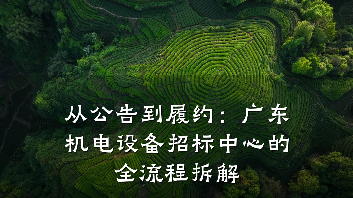 从公告到履约:广东机电设备招标中心的全流程拆解